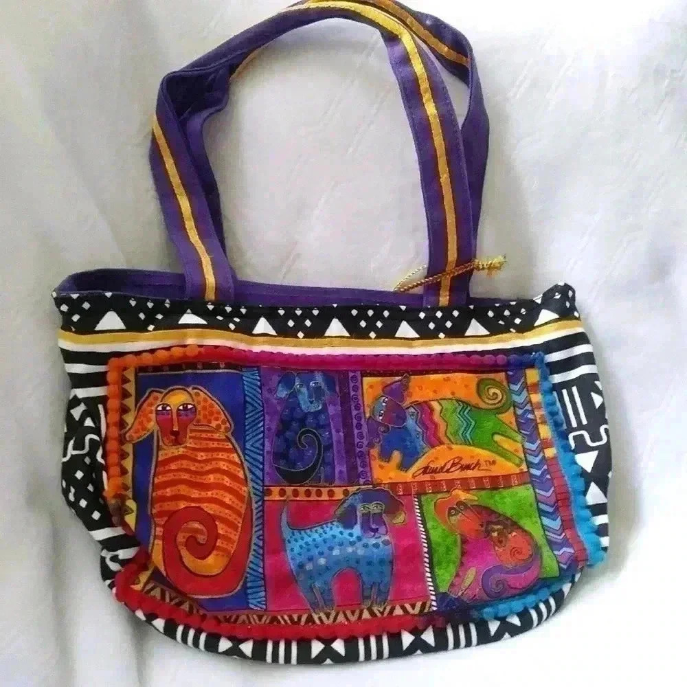 Laurel Burch Dog Tails Patchwork Medium Tote 5210… - image 3